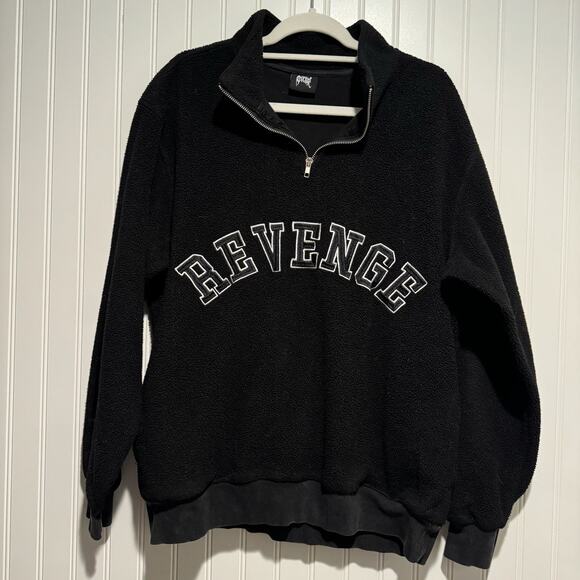 Revenge Anarchy Fleece Quarter Zip Sweatshirt Streetwear Punk Grunge Men Medium - Picture 1 of 7